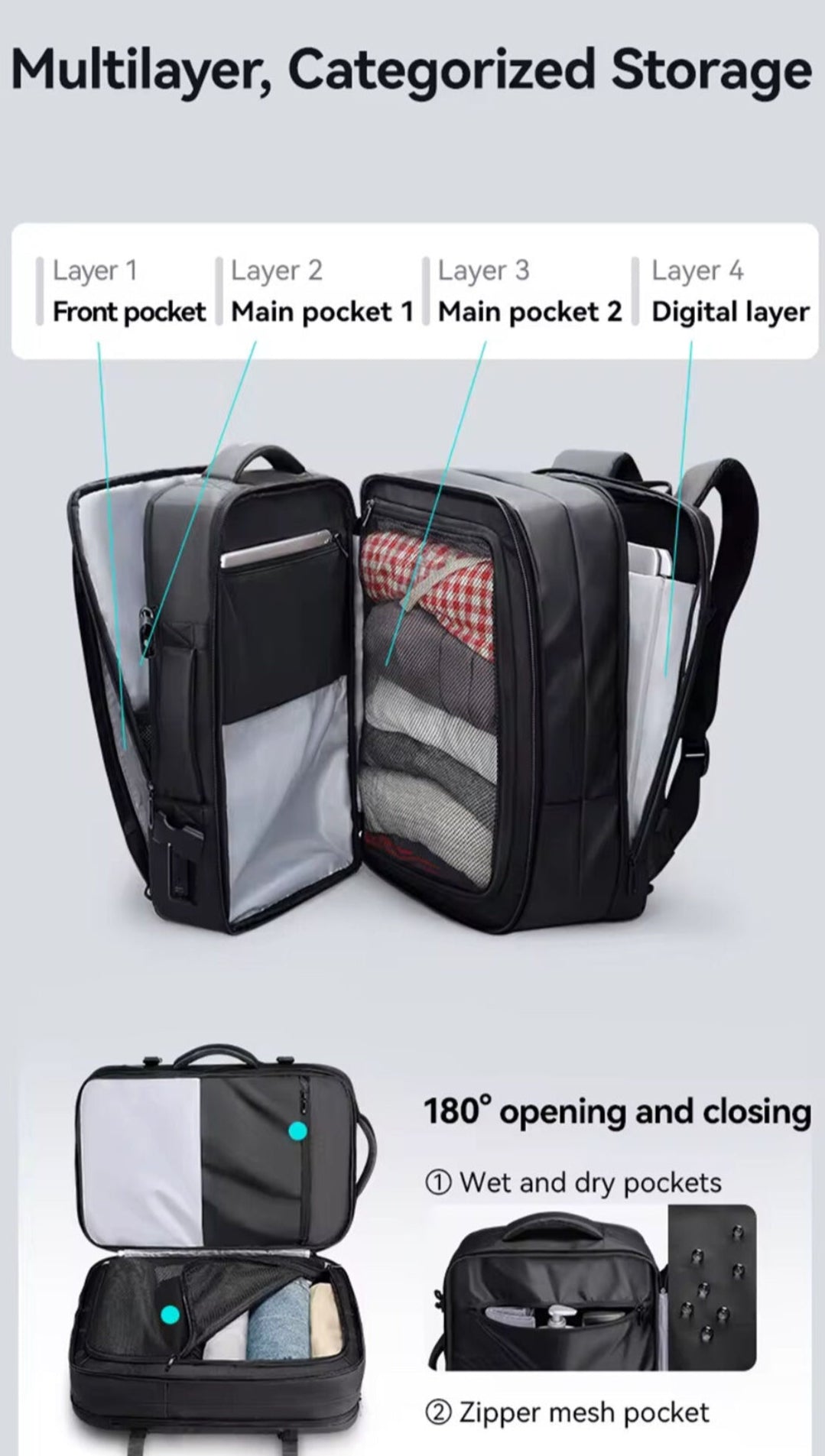 Laptop Backpack with USB Charging Travel Backpack