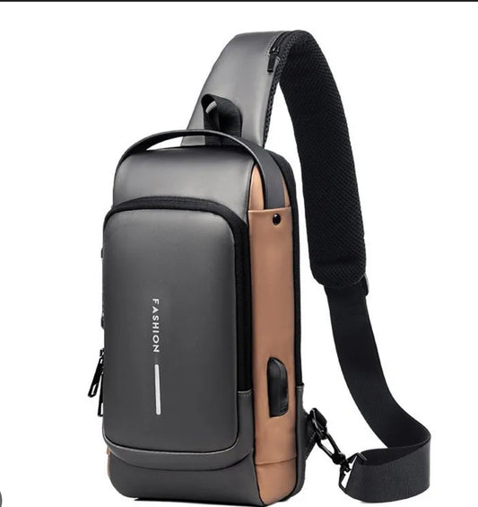Men's Waterproof Crossbody Bag with Lock and Multi-Function